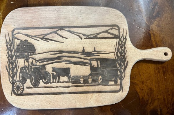 Laser engraved cutting board