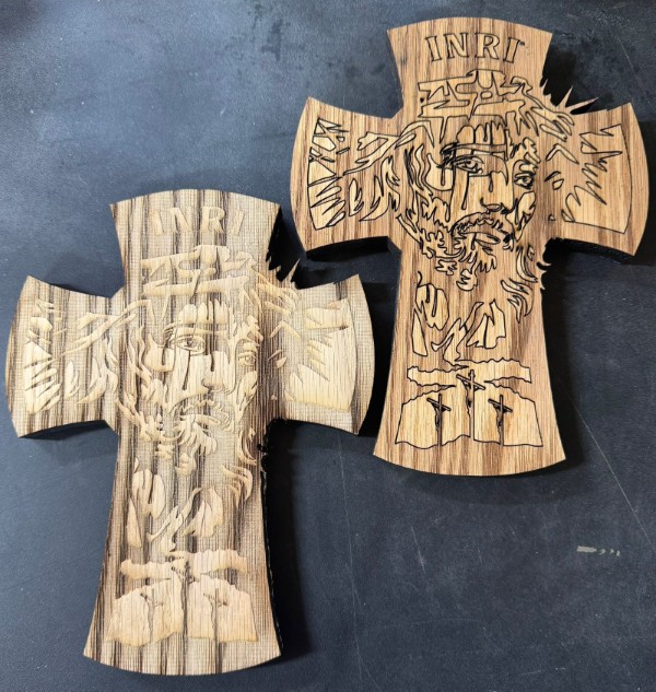 Laser engraved wooden crosses