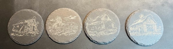 Laser engraved slate coasters