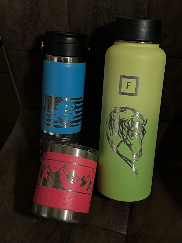 Custom laser engraved water bottle
